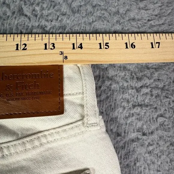 Abercrombie & Fitch Jeans Mens 29x30 Cream Vintage 90s Straight Stretch - Picture 8 of 12